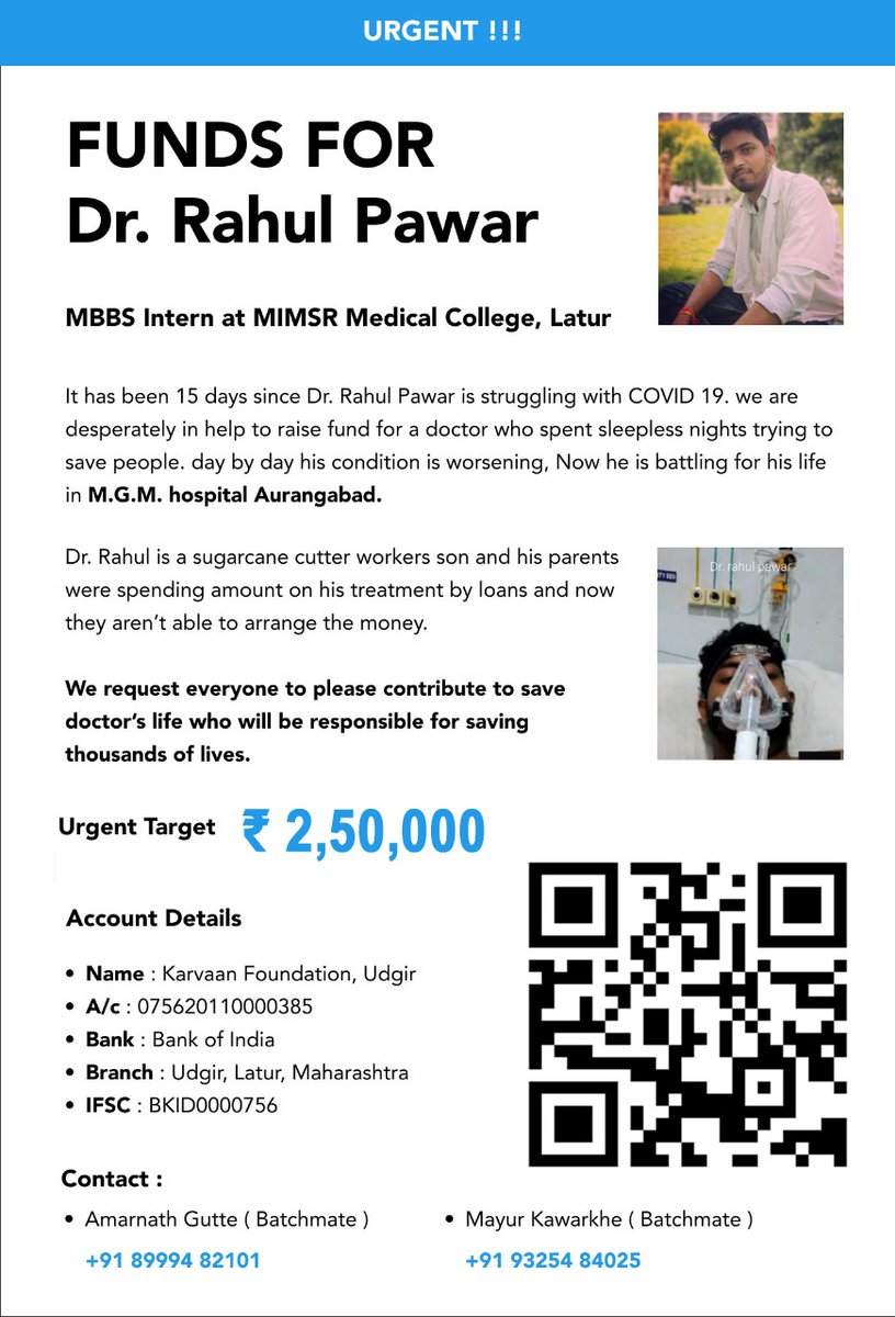 RishiGhatule's tweet photo. 🆘 #savethewarrior help the one who spent sleepless nyts trying 2 save lives 🙏🙏
@BeingSalmanKhan 
@SonuSood 
@FoundationSonu 
@MoHFW_INDIA 
@rajeshtope11 
@tweetbeinghuman 
@CMOMaharashtra 
@KDAHMumbai 
@Realnitambani 
@imVkohli 
@mipaltan 
@RCBTweets 
@akshaykumar
@SahrudayF https://t.co/hkjeQnJXs7
