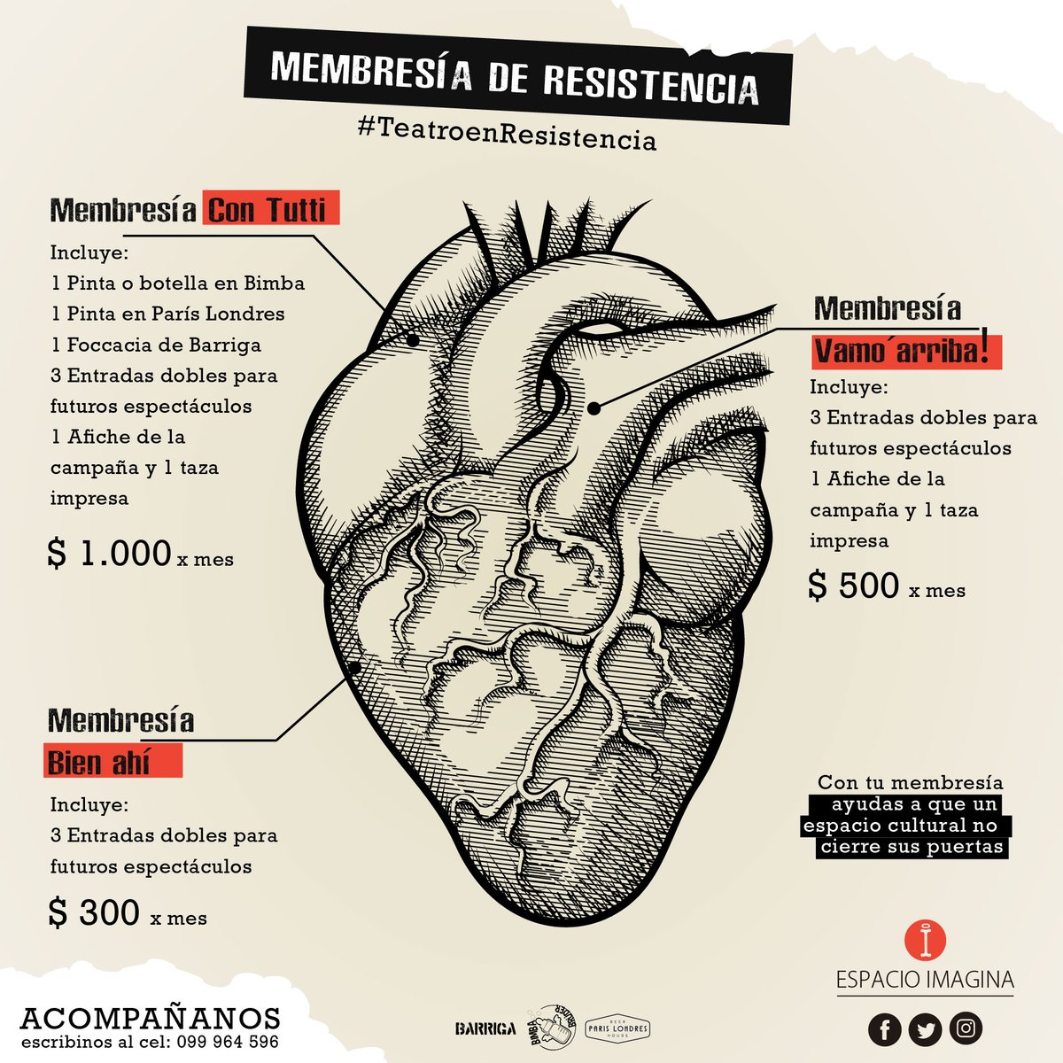 imaginauy's tweet photo. 📣¿Qué es Membresía de Resistencia? ♥️
Es un aporte económico por tres meses, que nos ayudará a mantener vivo nuestro Espacio Imagina. 

Si querés acompañarnos, escribinos y te informamos. 
.
.
.
.
#teatroenresistencia #espacioimagina https://t.co/GEdXdIy36H