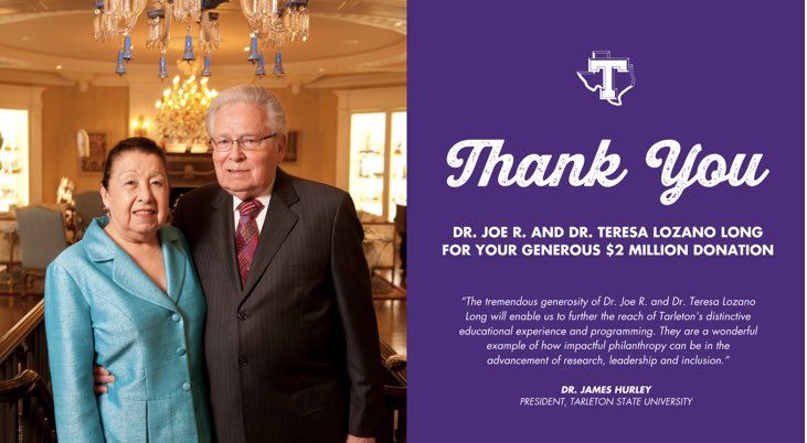 Can’t thank Dr. Long enough for opening up his house to us and committing to such a transformational gift for our students. This is one of the largest gifts in Tarleton’s history and we look forward to the celebration and unveiling on May 27th!