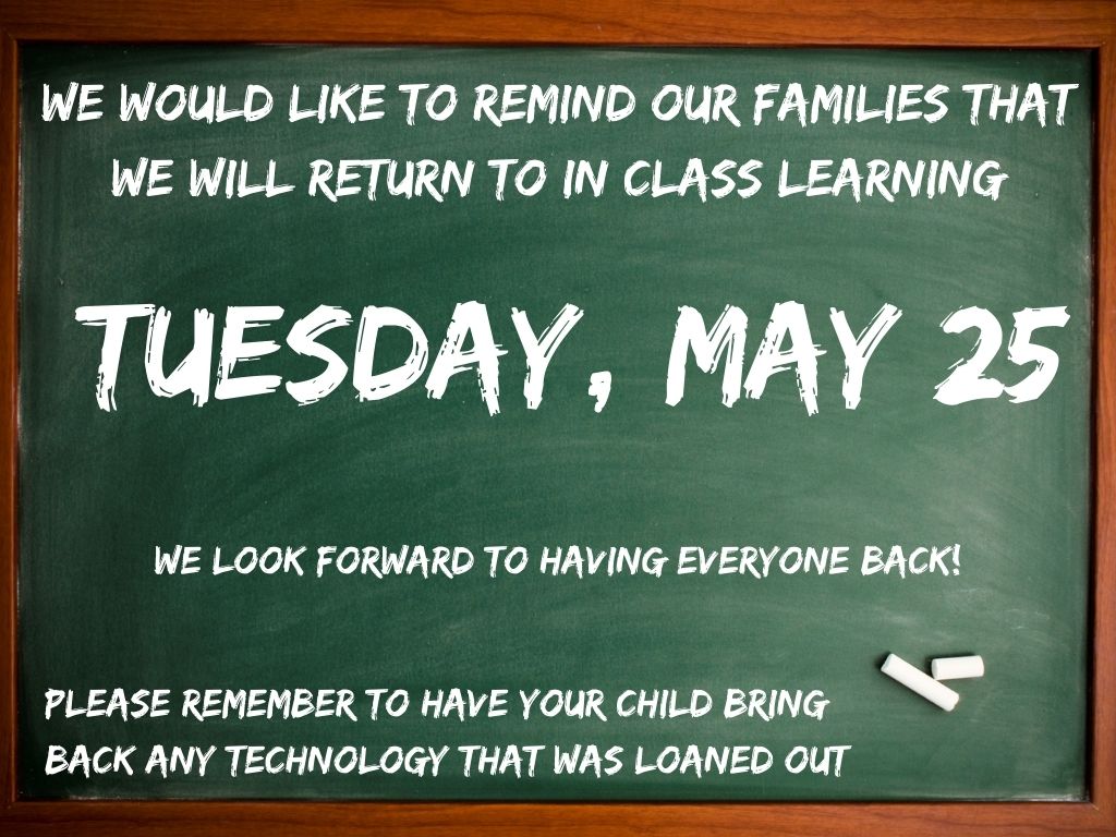 StPatrick_CCSD's tweet photo. Students return to in-class learning on Tuesday! There is no school tomorrow for our Professional Growth Day.
Enjoy the long weekend. https://t.co/u8gCAJh9Ns