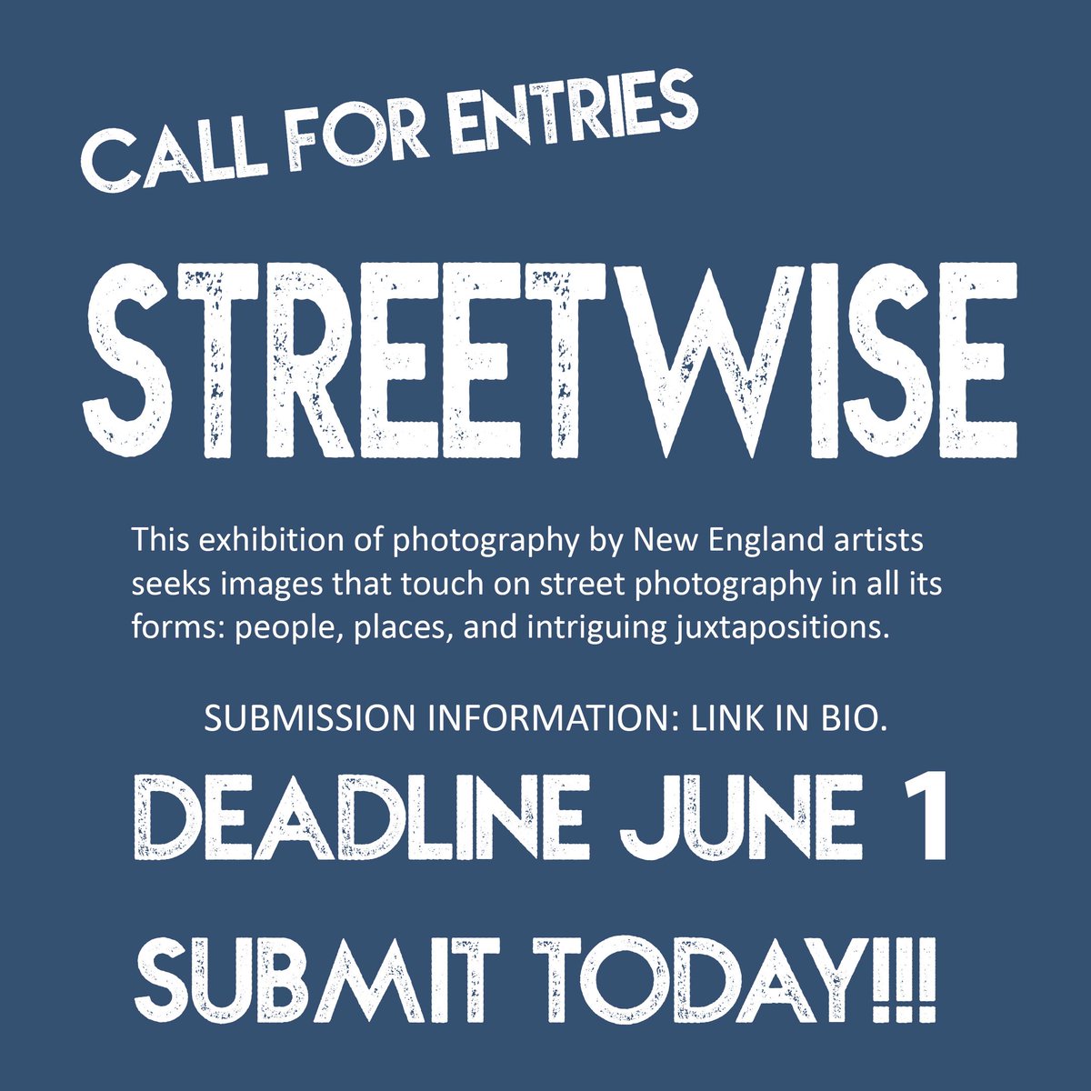 BromfieldArt's tweet photo. Call for Entries: Streetwise a street photography open call 
https://t.co/HSGYfyJL7F

#callforentires #streetphotography #galleryshow
#streetphotography
#photography
#streetphotography_color
#streetphotography_bw
#streetstyle https://t.co/ZdynT1wrWS