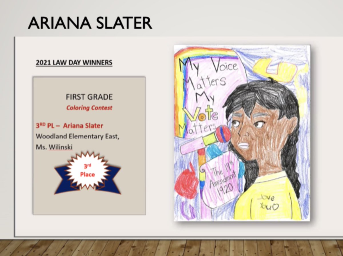 Mrs. Wilinski's art students recently competed in the Law Day Coloring Contest. 1st photo is the contest coloring sheet. Students were encouraged to personalize it by changing hairstyle/clothing to reflect the artist. Great job! We can see YOU in your art #LifeintheW <a href="/ElemEast50/">Woodland ELE School</a>