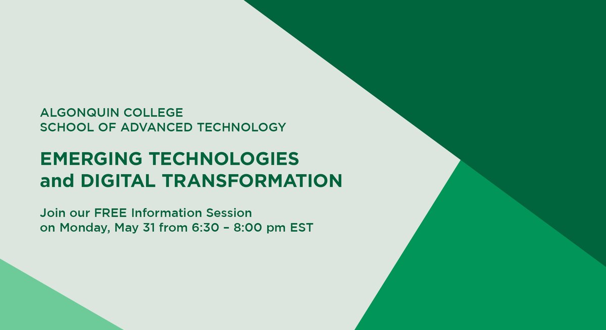 AlgonquinAR's tweet photo. Our friends at the @AlgonquinColleg School of Advanced Technology are introducing a new series of courses to help you upskill, re-skill and re-imagine the opportunities of tomorrow. Check out the free info session on Monday, May 31 from 6:30 – 8:00 pm EST https://t.co/QTVwki1K1l https://t.co/loGRL1QI3X