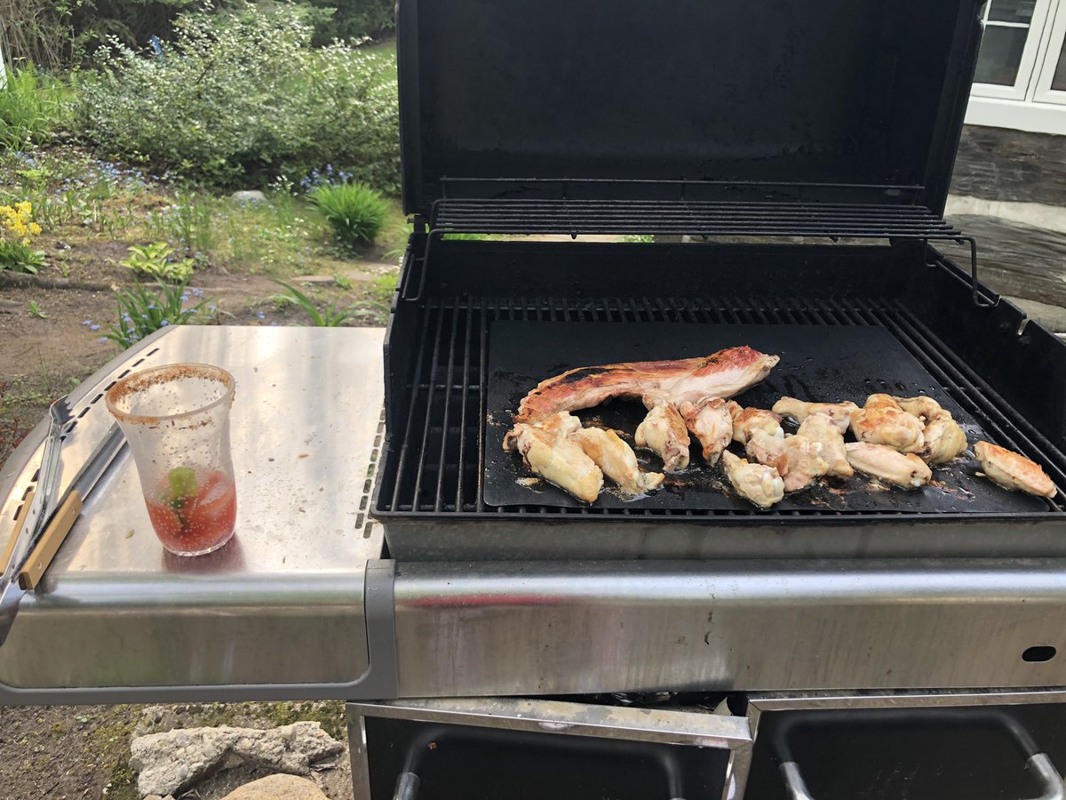 Hey @bythelake6 it’s not steak but it’s @MapleLeafs game day and #NationalCaesarDay so I’m grilling ribs, wings and chillin’ I have vodka.