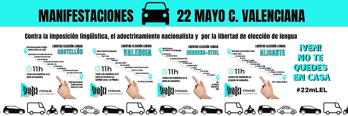 ItoAmparito's tweet photo. @Alvisepf Defender el #EspañolLenguaComún #EspañolLenguaQueUne también es defender España. Acompáñanos el sábado 22 a las 11h Manifestación de #HablamosEspañol en #Valencia #Alicante #Castellón #RequenaUtiel
@HablamosE https://t.co/pyxkdX1V0h