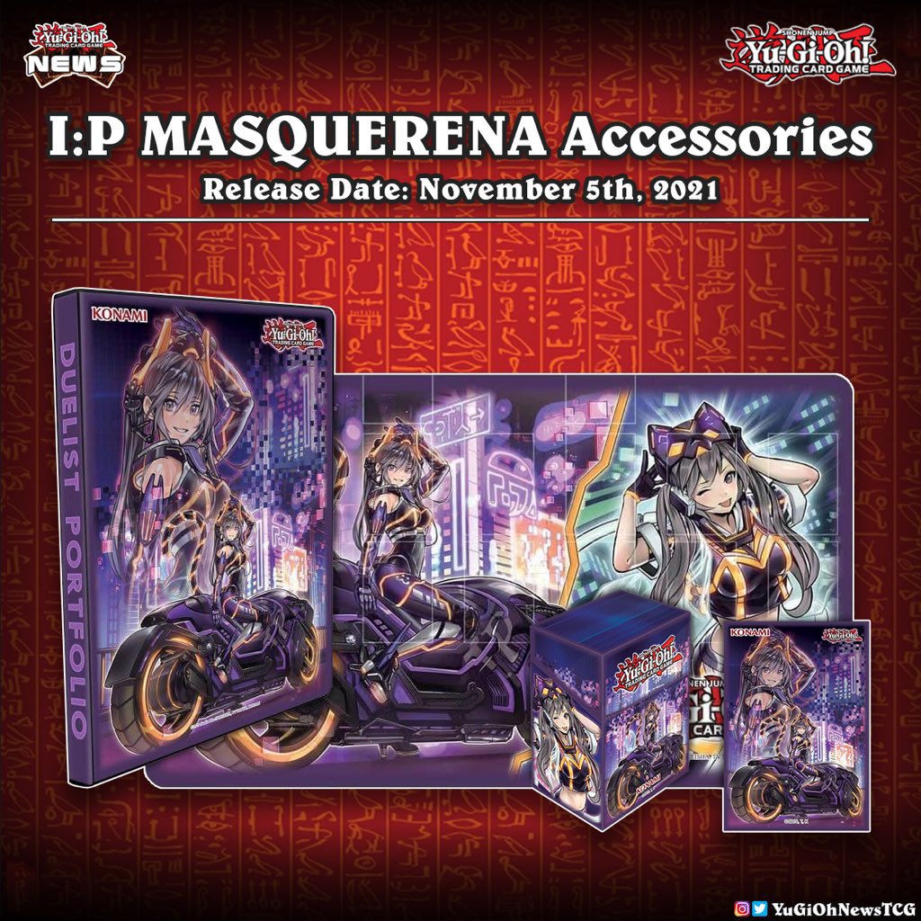 Découvrez le tout nouvel artwork d’I:P masquerena » avec une gamme complète d’accessoires ! #Yugioh 
- Playmat
- Portofolio
- Sleeve
- Deck box 

Ils sont disponibles à la précommande en MP (tarif à venir) 

On est déjà fan et vous ? 😊