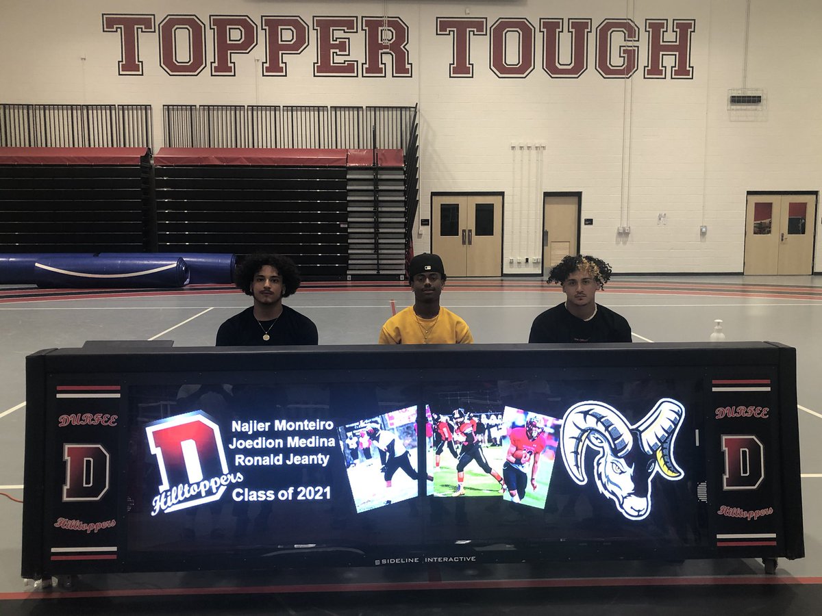 DurfeeAthletics's tweet image. Congratulations to Najier Monteiro, Ronald Jeanty, &amp;amp; Joedion Medina! All 3 have decided to continue their academic and football careers at Framingham State University. Today we held the celebratory signing with their teammates and coaches. @FRPSsupt @frps_durfee @FBCoachTBrown