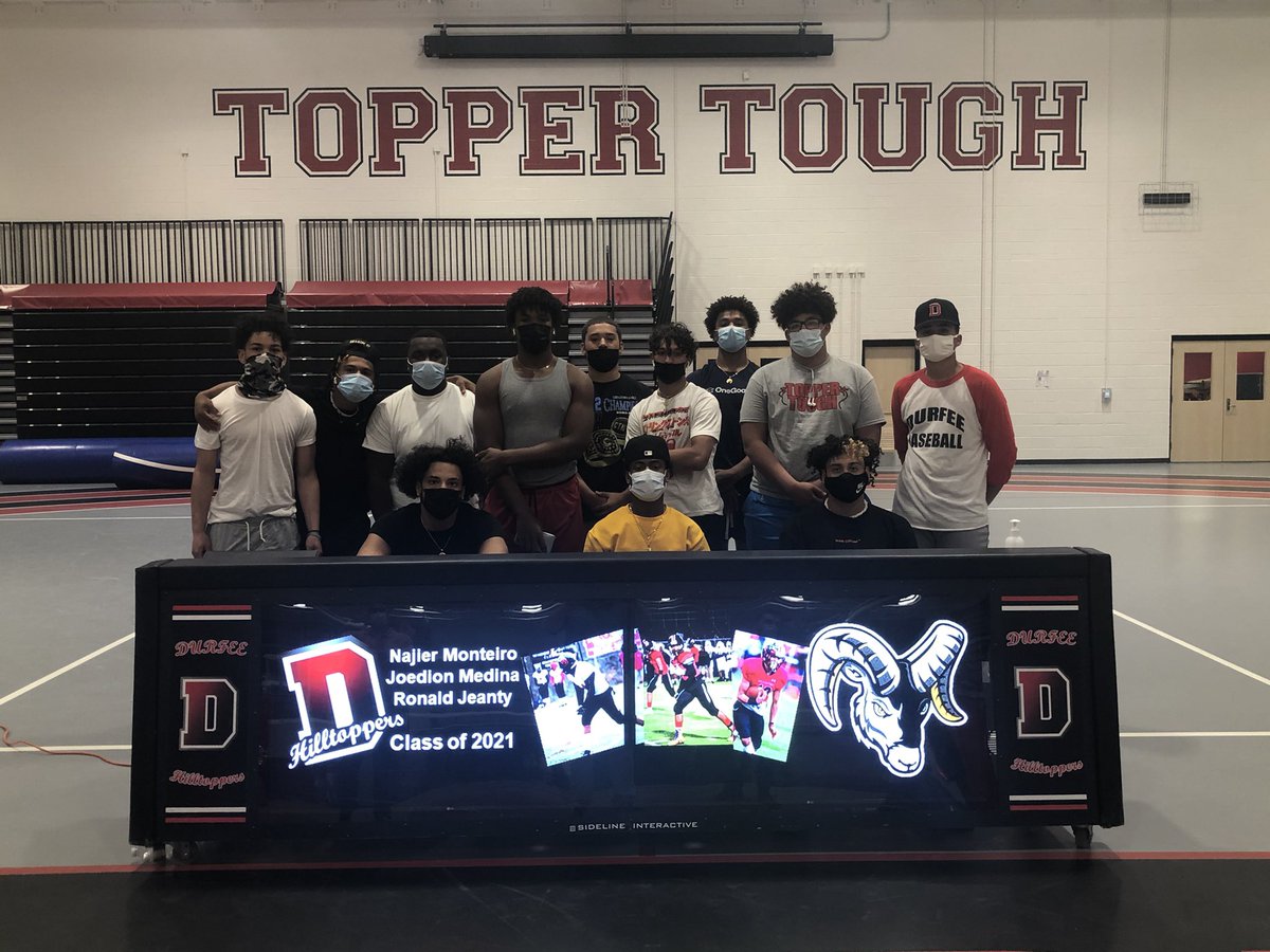 DurfeeAthletics's tweet image. Congratulations to Najier Monteiro, Ronald Jeanty, &amp;amp; Joedion Medina! All 3 have decided to continue their academic and football careers at Framingham State University. Today we held the celebratory signing with their teammates and coaches. @FRPSsupt @frps_durfee @FBCoachTBrown