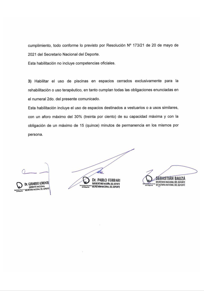 UyDeporte's tweet photo. 📢 COMUNICADO
En virtud de lo dispuesto por el Poder Ejecutivo por Decreto N° 144/021

La #SND resuelve sobre liberación del entrenamiento individual y colectivo al aire libre y en espacios cerrados.
https://t.co/kTilmRE6FD https://t.co/gQBuCaeWs8