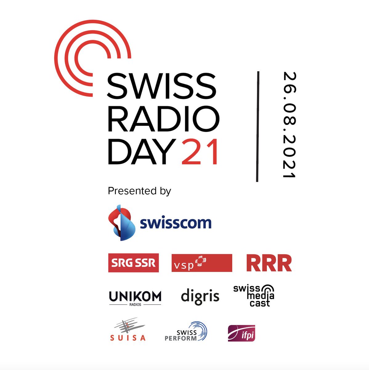 SwissRadioDay's tweet photo. SAVE THE DATE 🗓 ⠀⠀⠀⠀⠀⠀⠀⠀⠀
AM 26. AUGUST IST DIE RADIOBRANCHE WIEDER GANZ OHR👂🏻📻
#swissradioday #audiofirst #radio #audio #DABplus #switzerland #radioday #earfluencer #swisscom #vsp #rrr #srgssr #unikom #digris #swissmediacast #suisa #swissperform #ifpi https://t.co/Rths8Xd1SB