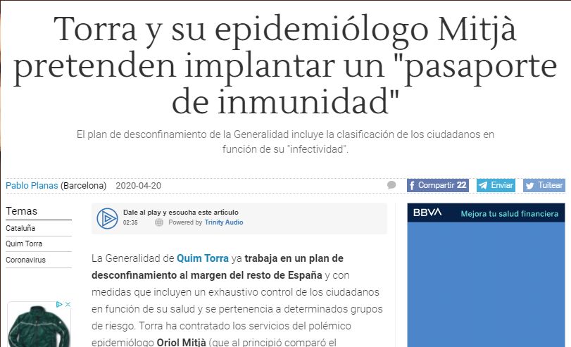 xavidomenech99's tweet photo. 1) A l'abril de l'any passat el doctor @oriolmitja va proposar la creació d'un passaport serològic com a una de les mesures clau per afrontar desconfinament. I com no podia ser d'altra manera, el constitucionalisme mediàtic se li van llençar immediatament a la iugular. ⏬ https://t.co/l7X5EEDUtb