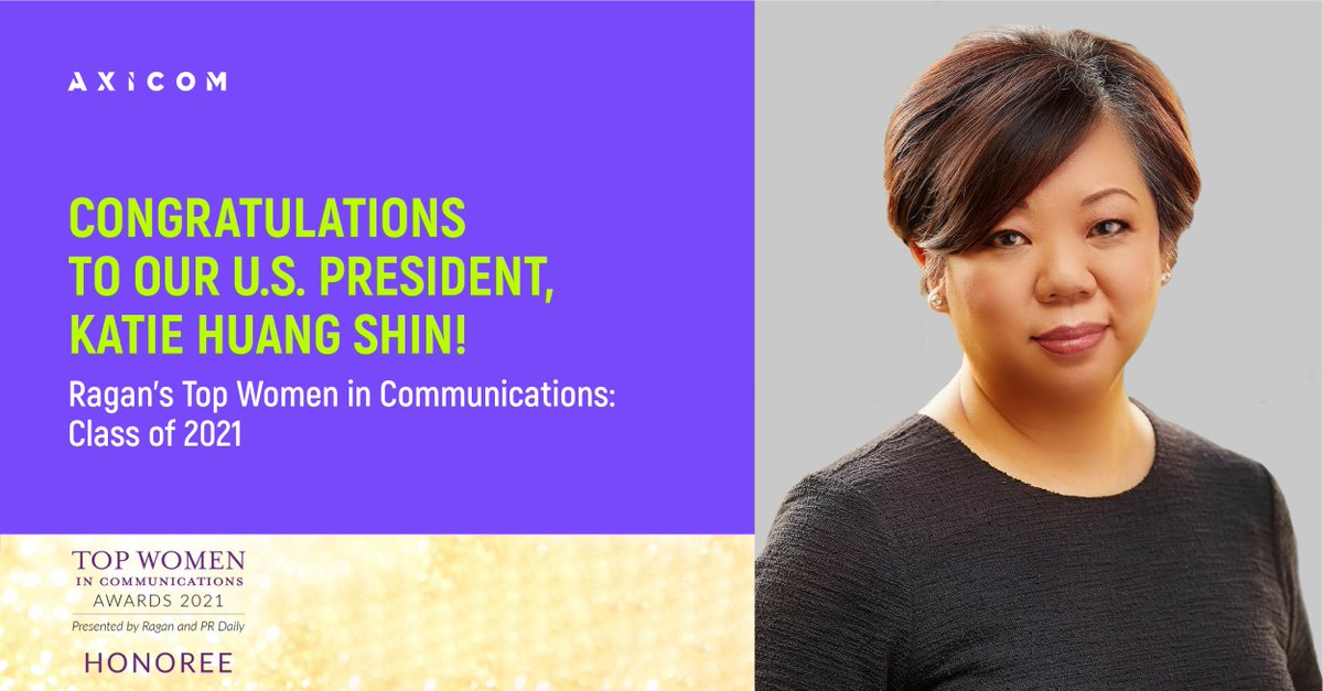 axicom_us's tweet photo. Congratulations to Katie Huang Shin for this award! Katie’s people-first approach has earned honors in the “Leader” category of Ragan’s 2021 Top Women in Communications Awards.  #ragan #communications #leaders #axicom #weareaxicom https://t.co/0Puy9H23GP