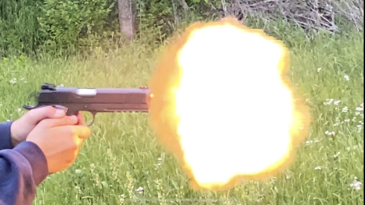 JerryLongley's tweet photo. @Guntalk listening to hour 3 and heard the guy talking about the 22TCM9R. I bought a RIA 1911 last year. It comes with a 9mm barrel and spring also. Here’s some photos of my son shooting last weekend and myself shooting at dusk. I promise that these are not photoshopped. https://t.co/V86u4H3Nts