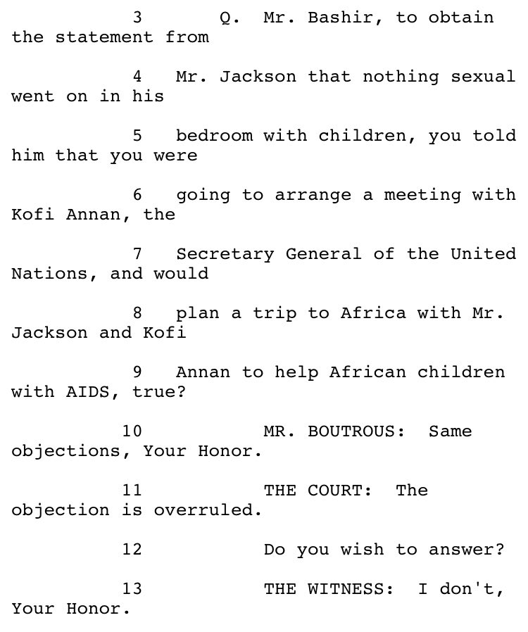 For instance, he led Jackson to believe the show would be all about his philanthropy and told him he would introduce him to Kofi Annan at the UN, to work on an international charity initiative. Jackson even insisted his fee go to charity. Bashir & co never made the donation. C