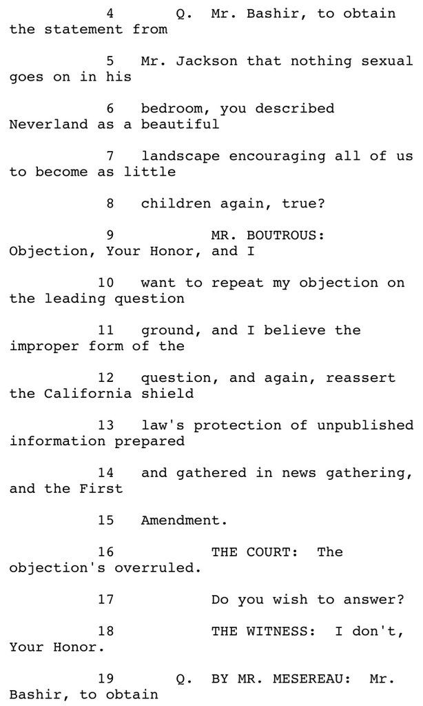 In correspondence and outtakes, Bashir had heaped praise on Neverland, as seen in this trial transcript, and on Jackson’s custom of opening it to needy children, describing it as ‘nothing short of spiritually kind’ and saying journalists who criticised it were jealous ‘scum’. C