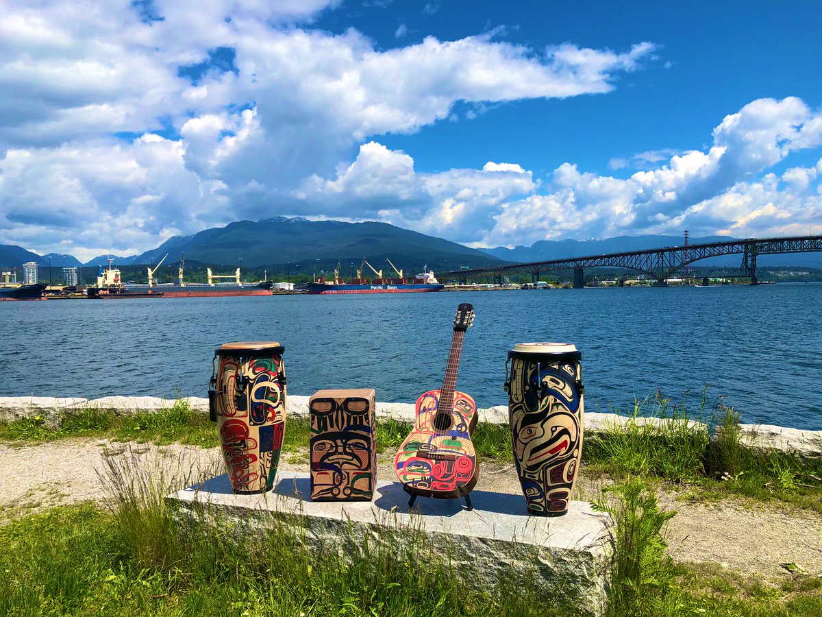 DOC604's tweet photo. I brought all my #Revamped #Artwork #MusicalInstruments to #NewBrightonBeachPark today for a new family photo and a little bit of jamming in the #Sunshine #Outdoors #Vancouver . #davidcappermusic #acousticguitar #conga #cajon #percussion https://t.co/IoR65BXTiY
