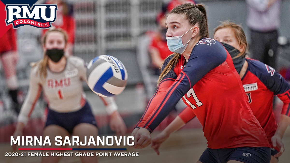 The 𝐅𝐞𝐦𝐚𝐥𝐞 𝐇𝐢𝐠𝐡𝐞𝐬𝐭 𝐆𝐫𝐚𝐝𝐞 𝐏𝐨𝐢𝐧𝐭 𝐀𝐯𝐞𝐫𝐚𝐠𝐞 𝐀𝐰𝐚𝐫𝐝 winners all posted a 4.0! Congrats to 
Brittany O'Connell (<a href="/RMUWSoccer/">RMU Women's Soccer</a>), Emilie Harley (<a href="/RMUWHockey/">RMU Women's Hockey</a>), Lexi Templeman (Women's Hockey), and Mirna Sarjanovic (<a href="/RMUVolleyball/">RMU Volleyball</a>)! 🏆

#RMUnite | 🔵⚪🔴