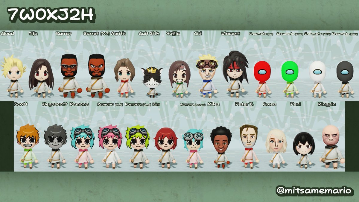 i've reached 100 miis created in miitopia!! heres all of them in