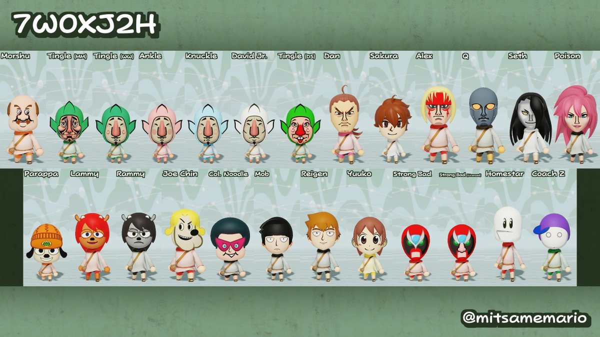 i've reached 100 miis created in miitopia!! heres all of them in