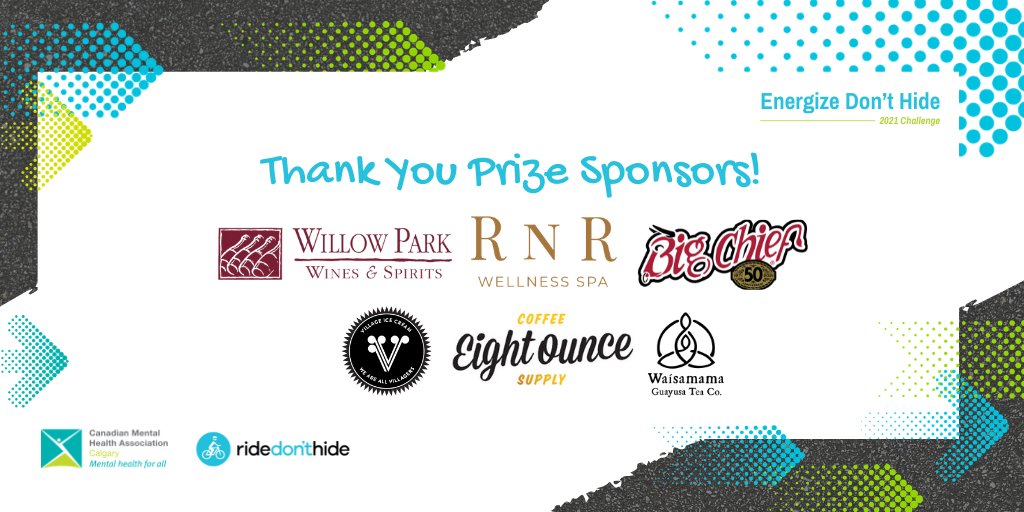 CMHACalgary's tweet image. Thank you to our prize sponsors, @willowparkwines, @RnRWellnessSpa, @BigChiefBeef, @Villageicecream, @8oz_coffee  and @WaisaMama. We appreciate your generosity and support! #SupportYYC #EnergizeDontHide2021