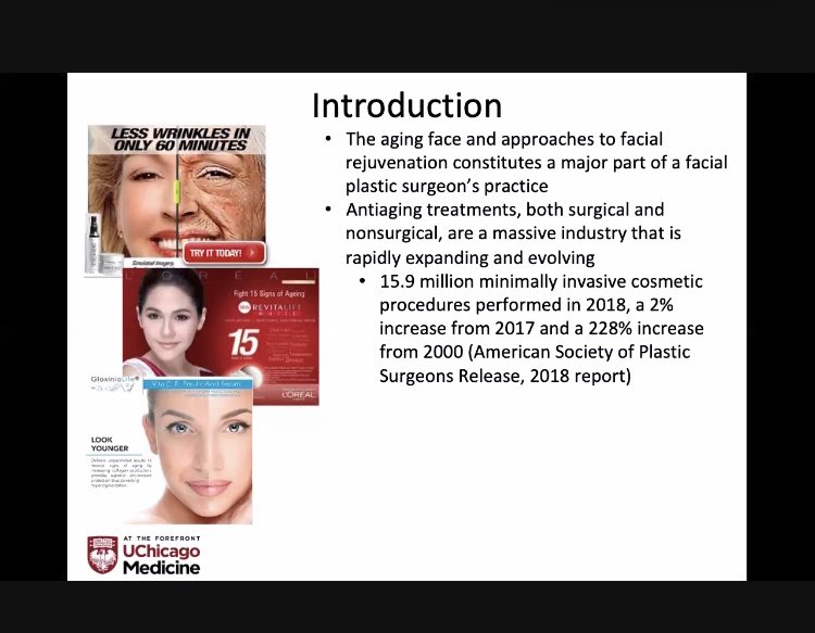 UChicagoOHNS's tweet photo. Thanks @paigekennedyMD for a comprehensive #grandrounds presentation on non surgical facial rejuvenation treatments!  #facialplastics #agingface #fillers #peels #MedTwitter #IamOto @AAFPRS https://t.co/4XOzM3vflk