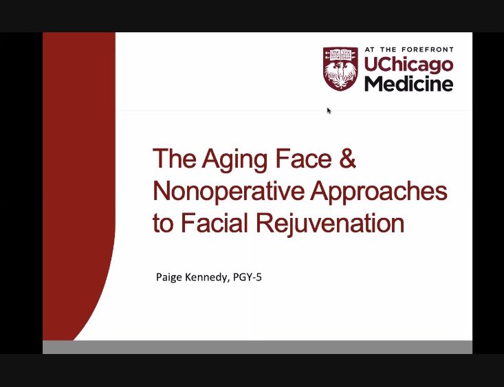 UChicagoOHNS's tweet photo. Thanks @paigekennedyMD for a comprehensive #grandrounds presentation on non surgical facial rejuvenation treatments!  #facialplastics #agingface #fillers #peels #MedTwitter #IamOto @AAFPRS https://t.co/4XOzM3vflk