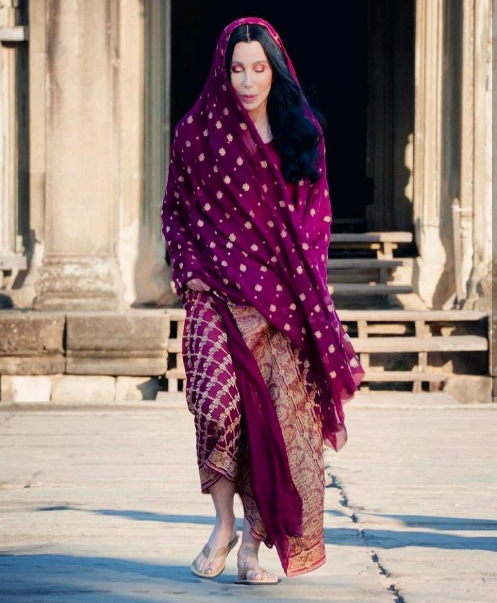 #HappyBirthdayCher 🎂 New pic of @Cher at Angkor Wat temple in Cambodia during the shootings for 'Cher & the Loneliest Elephant' documentary. 📸 Zoobs Ansari