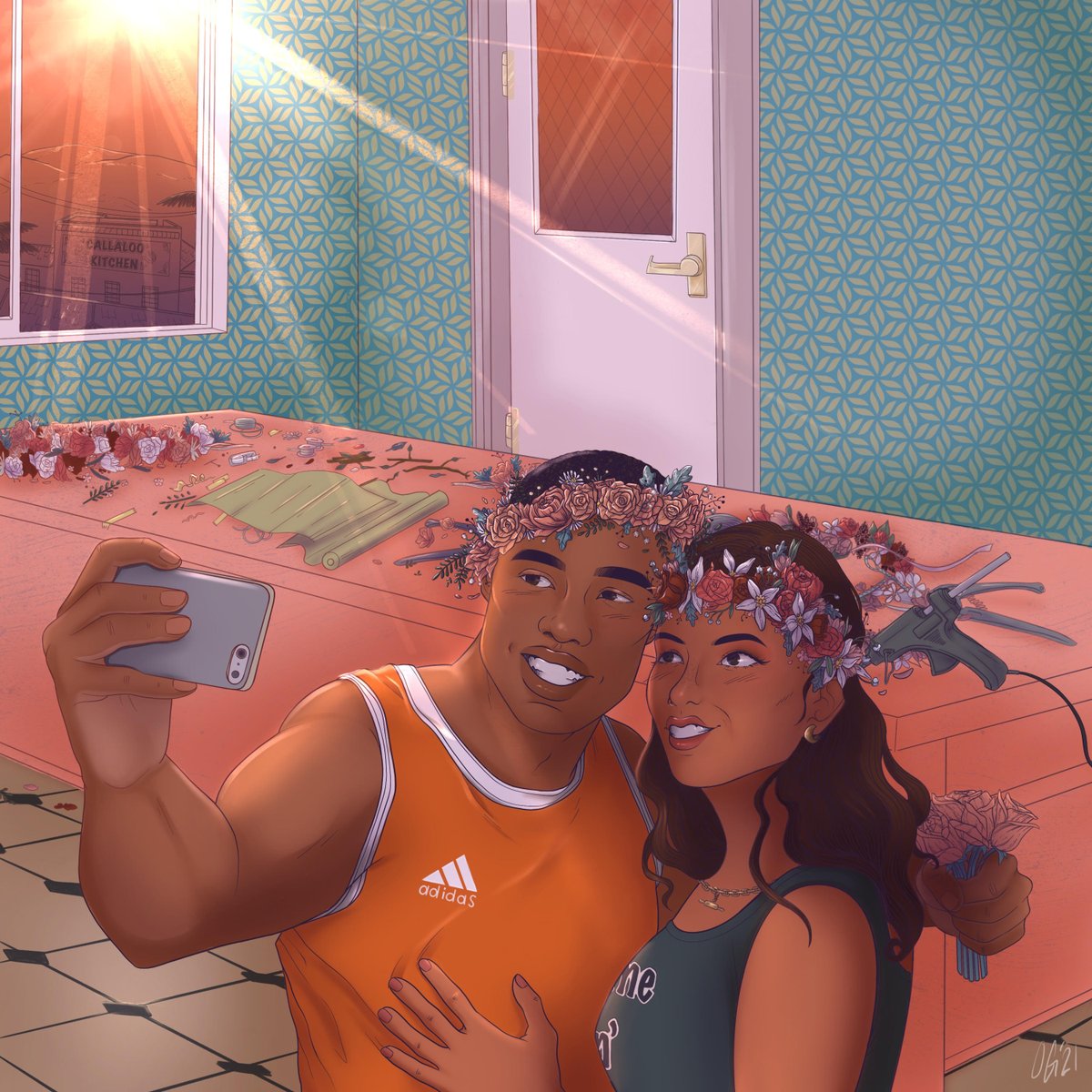 _LittleLovely_'s tweet photo. Posting this before both @trinielf and I become too overwhelmed w/ the BTS comeback π
The commission is finally done & Y'ALL!!!! π₯Ίππ₯²π
Presenting SELFIES, SMILES, & FLOWER STYLEZ! featuring Cherisse & Keiran from #Sweethand.
Stunning art by thee wonderful @vanduckyuck π©π½βπ¨π https://t.co/kfw7AAQawS