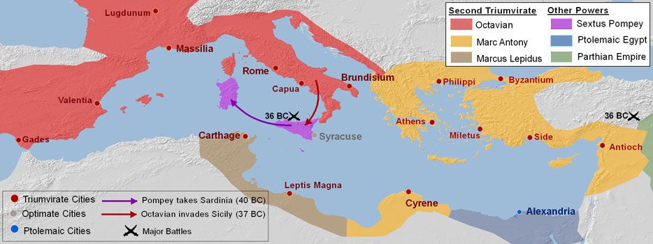 TheRestIsHist's tweet photo. #S2Ep2 Couple of maps to show how the 2nd Triumvirate soon turned into a winner-takes-all showdown between Mark Antony and 'The Other Guy'.
Spoiler alert, Paul thinks the man who brought us Pax Romana was a dud!! https://t.co/AOO9i8aGgx