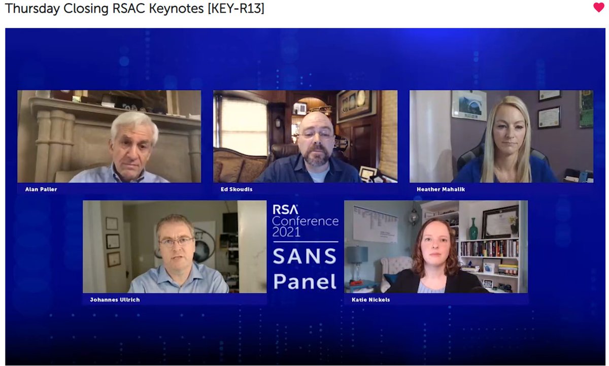 MarcosNehme's tweet photo. Happening now! Amazing content during the SANS Panel during the @RSAConference 2021 #RSAC discussing The Five Most Dangerous New Attack Techniques @RSAsecurity #RSAProud https://t.co/7DujUQ6Ob5