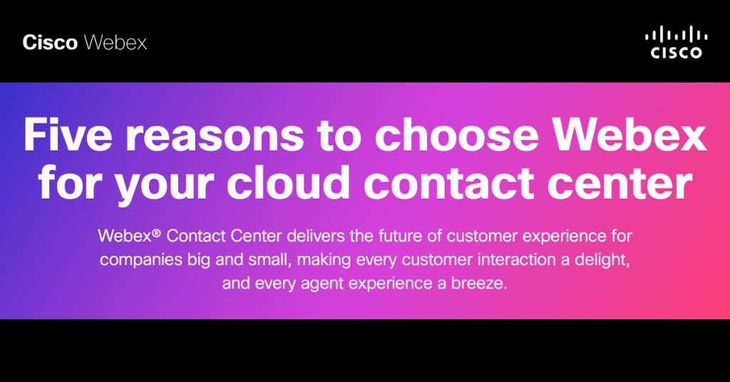 1. ❓ 
2. Saves you 💰 
3. ❓
4. ❓ 
5. #️⃣1️⃣ market share North America

Find out why teams are switching to Webex for their cloud contact center: cs.co/6018yDl2K