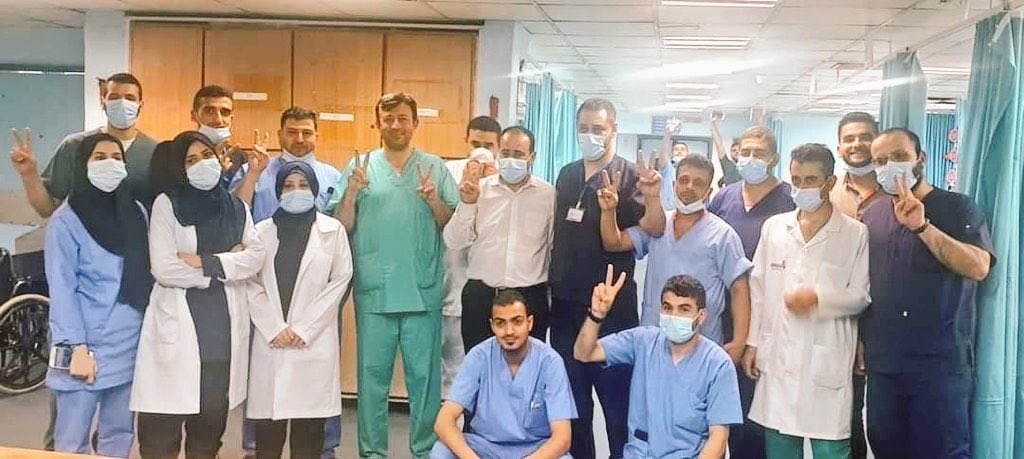 AlaaDaraghme's tweet photo. Doctors in Gaza after the #ceasefire https://t.co/406NcaL5Xl
