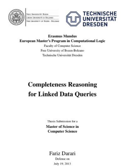 mrlogix's tweet photo. Happy that my Master's thesis (won 2013 Best Thesis European Master's in Computational Logic) and PhD thesis (won 2018 SWSA Distinguished Dissertation) are all openly available:
- Master's: https://t.co/8aJxiscu7n
- PhD: https://t.co/JgTht0gyJz

#opescience #fridaysharing https://t.co/ZBdHI2ajhW
