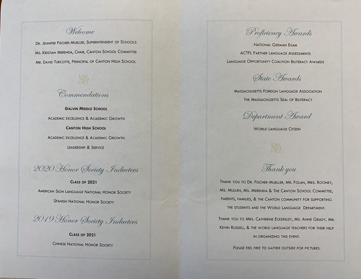 Canton Public Schools World Languages Dept. Student Recognition Night - Congratulations to all the honorees! #BulldogPride