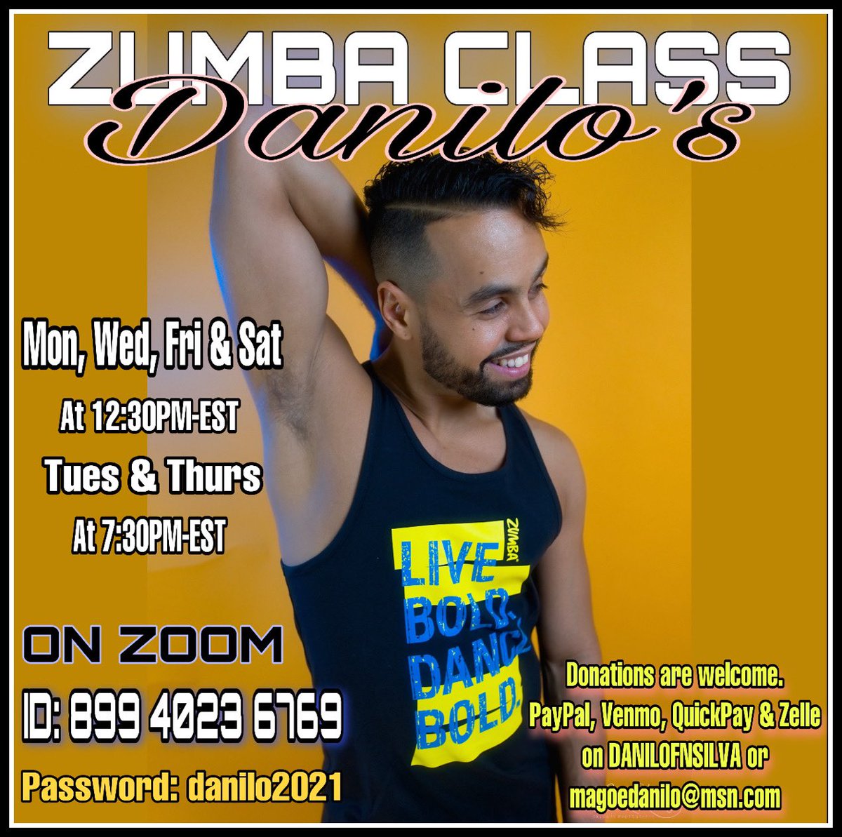 ARE YOU READY FOR TONIGHT? (Thursday) and TOMORROW (Friday lunchtime) - JOIN ME ON ZOOM #Danilofnsilva #LiveClass #ClassOnZoom #DanceFitnessClass #VirtualClass #Zoom #ZOOMBA #ZumbaClass