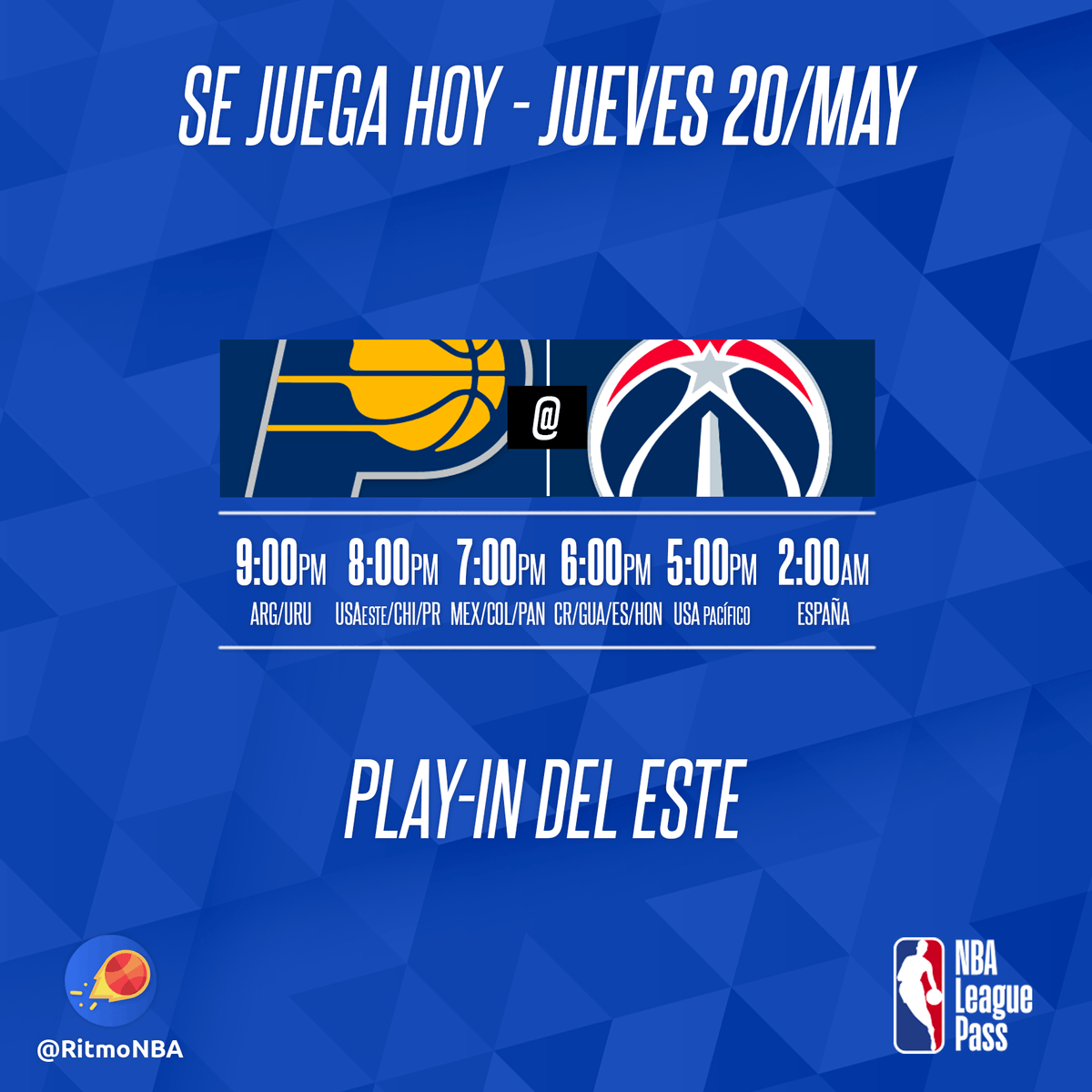 RitmoNba's tweet photo. Hoy se define el octavo equipo del Este y puedes verlo en español por #NBALeaguePass.
📝Suscríbete: https://t.co/64ukAiNAoc
📲Descarga la app: https://t.co/TQjvJTMnvP
#nbanews #nbaespanol #soloennba #ritmonba #partidosnba #juegosnba #pacers #wizards #loswizards #lospacers https://t.co/1i3cJhRUqa