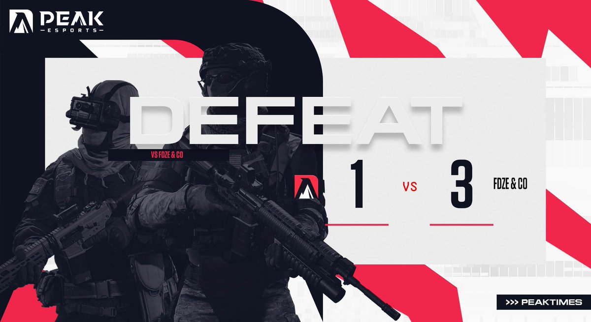 Unfortunately our run in the €2,500 <a href="/EEGOnline/">European Esports Gaming</a> S2 Playoffs has came to an end after falling to FDZE &amp; Co. 

We are proud of the boys for achieving a Top 6 placement and look forward to the next one. 

🔴 <a href="/MiIo_93/">míłø</a> 
⚪️ <a href="/hujkkii/">Corey</a> 
🔴 <a href="/SpinRT/">Spin</a> 
⚪️ <a href="/Reeboundz/">Reboundz</a> 

#PeakTimes🏔