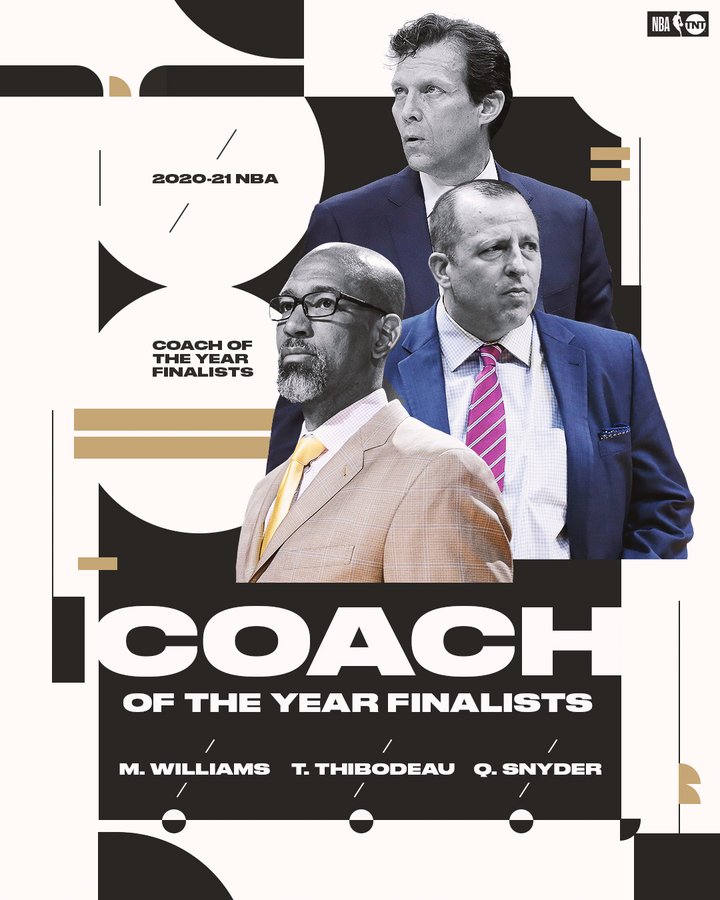 Tom Thibodeau, Quin Snyder, Monty Williams 2021 NBA Coach of the Year Award  Finalists | News, Scores, Highlights, Stats, and Rumors | Bleacher Report