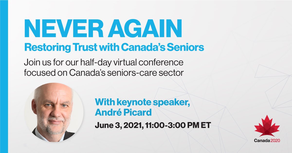 Canada2020's tweet image. Canada has had the highest reported proportion of pandemic-related deaths internationally for long-term care facilities. 

It's time to build back better for Canada's seniors 🇨🇦

Join the conversation with @picardonhealth on June 3rd: ow.ly/tYj750ERNtW