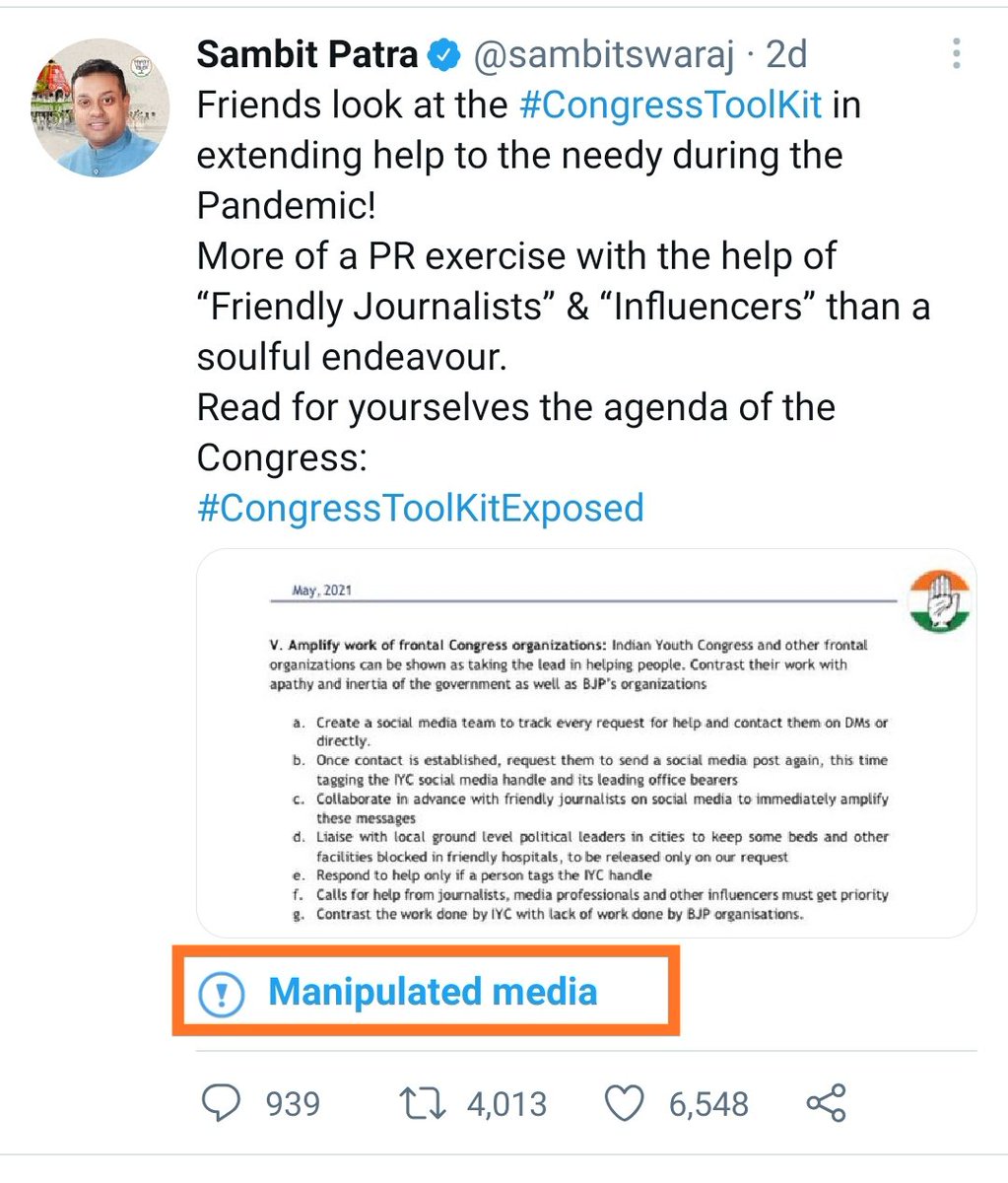 SattarFarooqui's tweet image. #ArrestSureshChavhanke

Congratulations to @sambitswaraj (Sambit Patra) becoming the first proud Indian whose tweet is flagged by @TwitterIndia as "Manipulated media" TWICE. 

What Next? #BoycottTwitter and go back to Koo? 🤔🤭 

 @ShefVaidya (Shafali Vaidya) tweet too flagged
