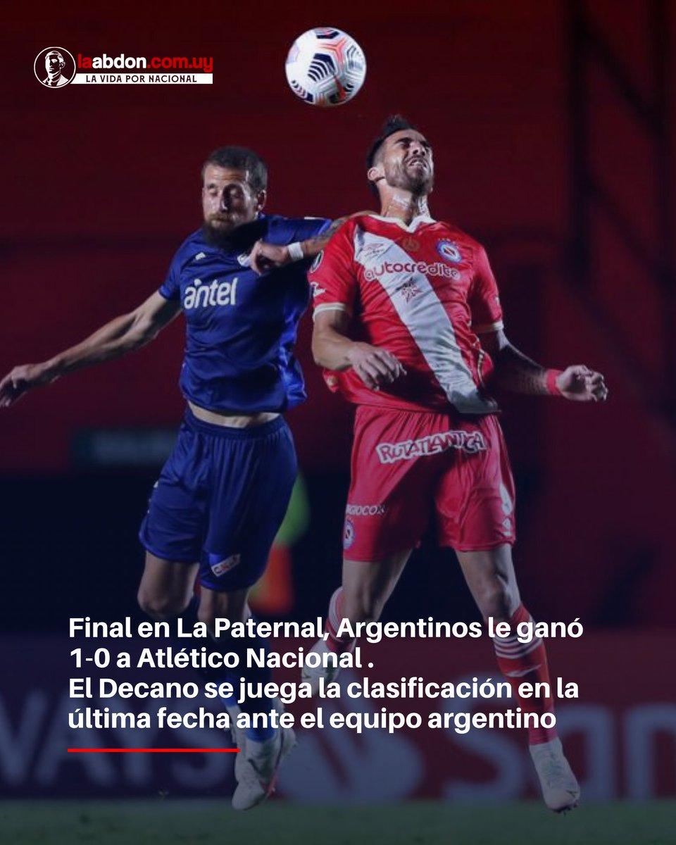 laabdon's tweet photo. AHORA | Final en La Paternal, Argentinos le ganó 1-0 a Atlético Nacional

El Decano se juega la clasificación en la última fecha ante el equipo argentino 👊🏻🇳🇱 https://t.co/06NopHsvCr