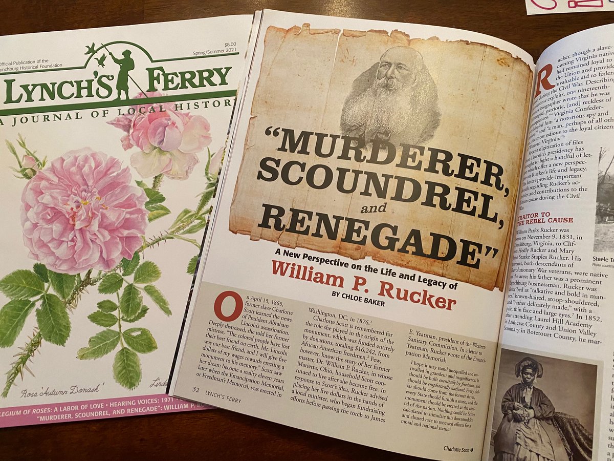 CivilWarJon's tweet photo. Proud of my @CNUcaptains student @chloelisb for her piece in "Lynch's Ferry" on Virginia Unionist William P. Rucker of @lynchburggov. This story gives background to Charlotte Scott of @VisitMariettaOH who gave $5 for the Lincoln statue in Washington, D.C. https://t.co/CGirOFhsmh