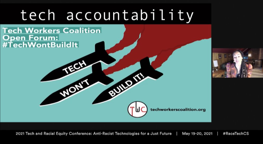 LilsG31's tweet image. . @ruha9 highlighting #TechWontBuildIt movement by tech workers to hold the tech sector more accountable.  The reason I left my engineering career was that I didn&apos;t want to work on missiles. I still stand by that decision 10 years ago. #RaceTechCS