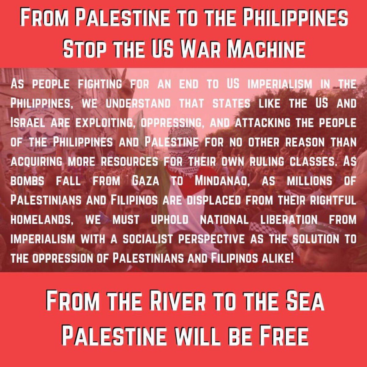 Join @SJPRutgersNB in phone zaps to demand an end to US funding for the Israeli settler-colonial occupation! 🇵🇭❤️✊🏽🇵🇸

#LandBack #FreePalestine #StoptheUSWarMachine