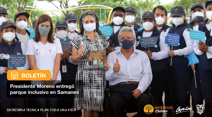 📍BOLETÍN | Más de 77 mil personas con y sin discapacidad se beneficiarán de un parque inclusivo en Samanes, Guayas. El presidente <a href="/Lenin/">Lenín Moreno</a> Moreno junto a #RocíoDeMoreno, presidenta ad honorem del @PlanTodaUnaVida, entregaron la obra.

Lee más aquí:  bit.ly/33ZunxY