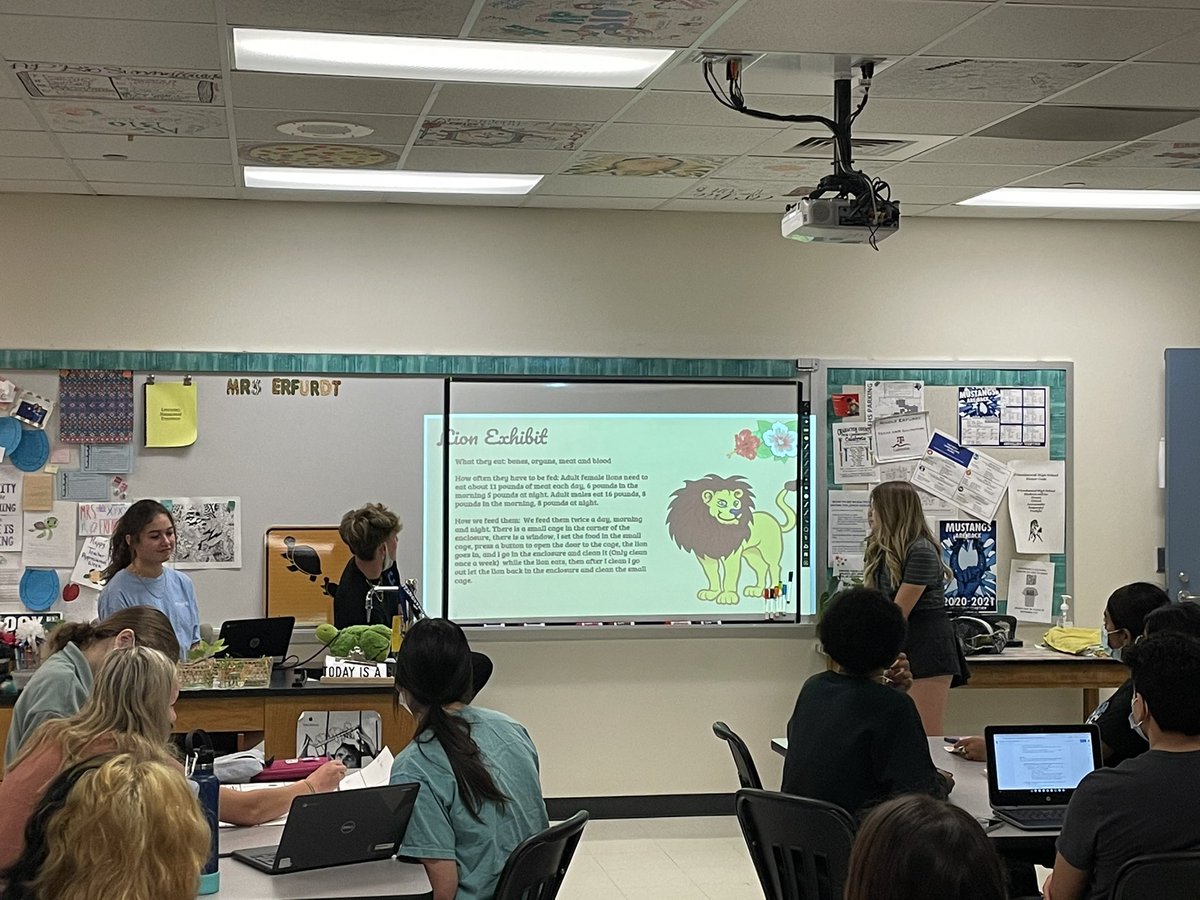 Nicole_Erfurdt's tweet photo. Biology students presented their zoos today!  Ss had to research and plan the opening of their own zoo - one group even brought in a bearded dragon to help illustrate their vision!  @friendswoodisd @FWoodG @scienceFHS https://t.co/n3vRfqZbpN