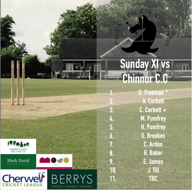 Great & Little Tew C.C (@tewcricket) on Twitter photo On Sunday, <a href="/TewCricket/">Great & Little Tew C.C</a> play <a href="/ChinnorClub/">Chinnor Cricket Club</a> in the cup at home. #TewArmy On Sunday, <a href="/TewCricket/">Great & Little Tew C.C</a> play <a href="/ChinnorClub/">Chinnor Cricket Club</a> in the cup at home. #TewArmy