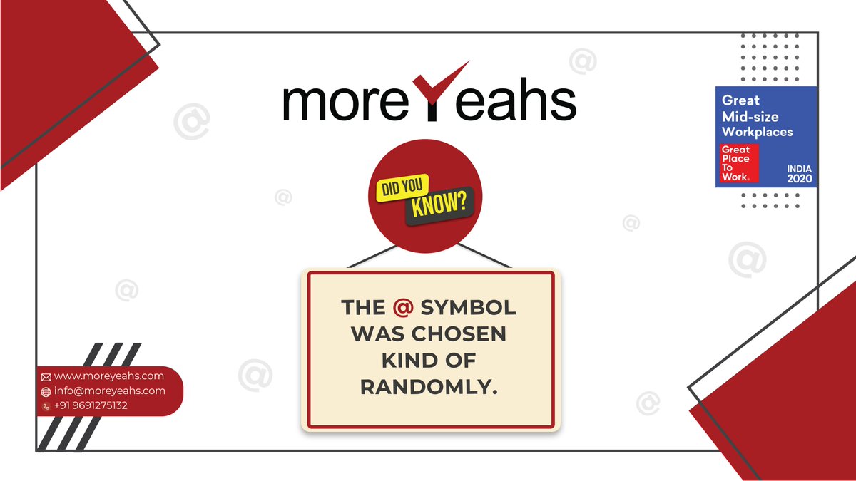 MoreyeahsInc's tweet photo. The man who was writing email programs had to determine how to determine the user and the machine that the user was on.

He chose the symbol because it means “at” and it wasn’t used as much as other symbols
.
#Moreyeahs #DidYouKnow #Email #Programms #Symbols #Machine #Updates https://t.co/NFAjq8HHlY