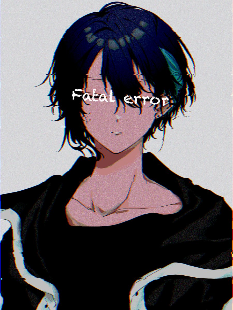 solo male focus 1boy black hair blue hair simple background upper body  illustration images
