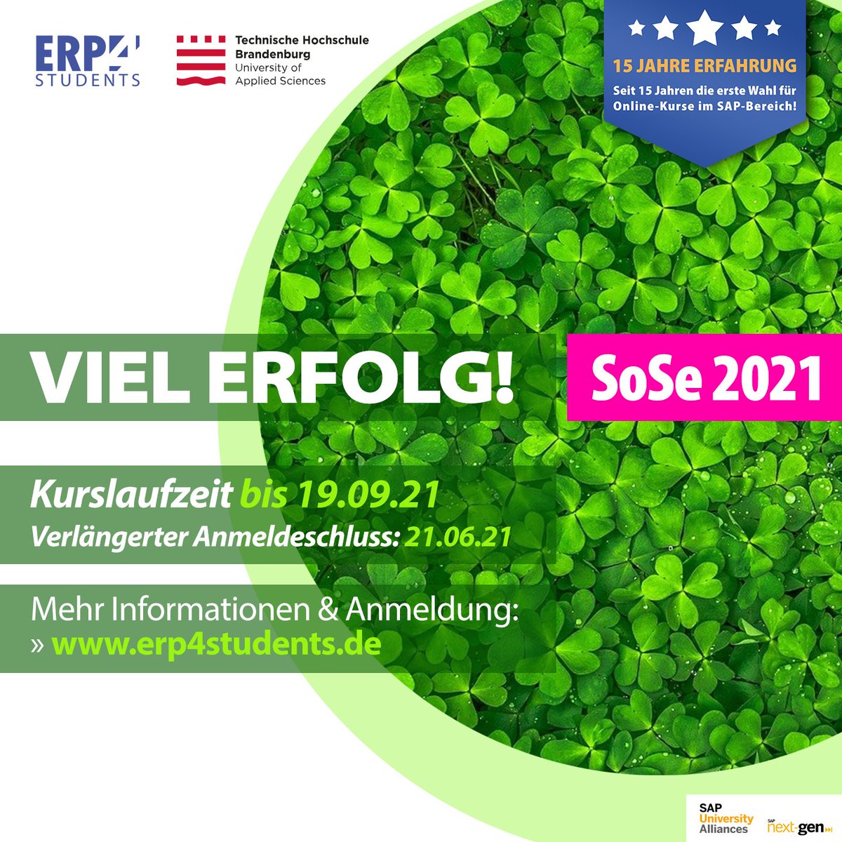 erp4students's tweet photo. Heute ist der erste Tag der Kurslaufzeit des SoSe '21 und wir wünschen allen Teilnehmer:innen viel Erfolg und viel Spaß!
NICHT VERGESSEN: Anmeldung noch bis zum 21.06.21 möglich!
#elearning #online #thb #erp4students #sap #saphana #s4hana #pps #fi #co #start #kursstart https://t.co/gyMipblrCv
